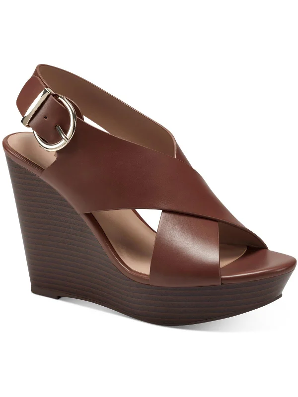 Exquisite Details Womens Open Toe Slingback Wedge Sandals