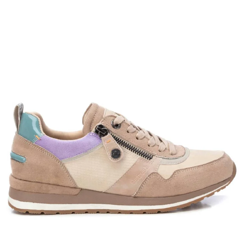Personalized Design Women's Adjustable Lace Sneakers In Taupe
