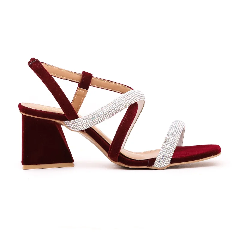 Luxury Fashion Maroon Fancy Sandal FN5569