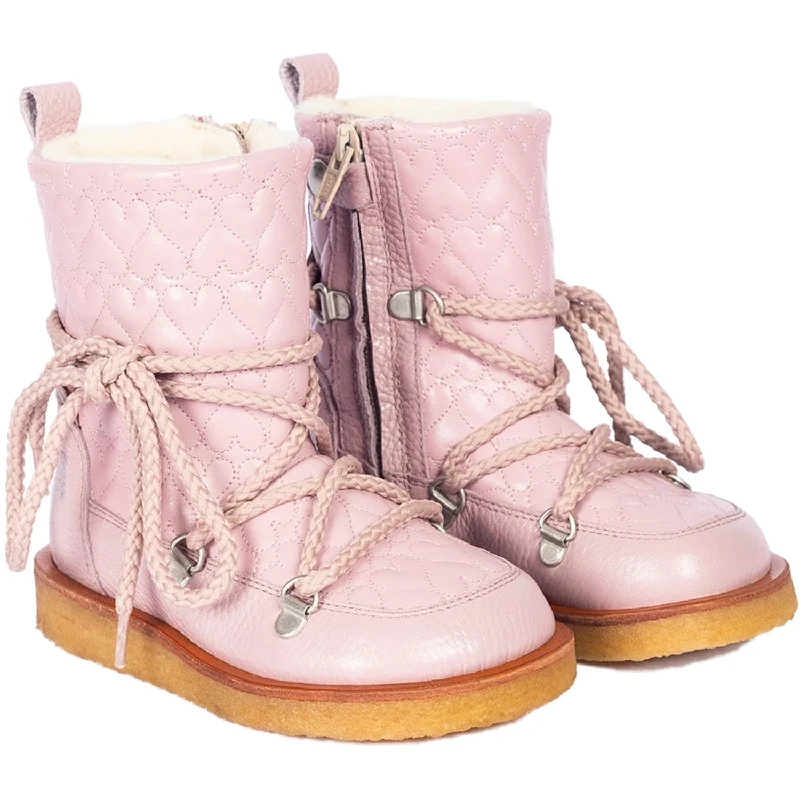 Celebrity Style Angulus Mauve/Mauve Tex Heart Lace-Up Boot
