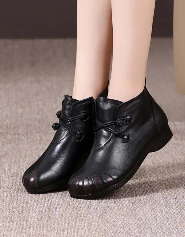 Classic Color Winter Anti-slip Retro Soft Leather Boots