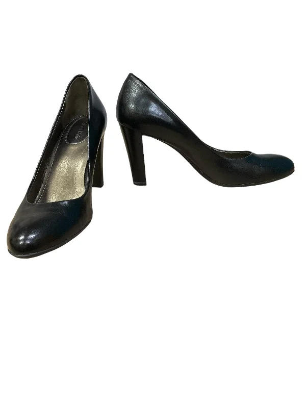 Retro Design Black Shoes Heels Block Calvin Klein, Size 8.5