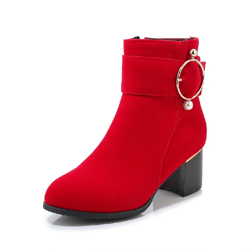 Elegant Wear Women's Thick Heel Short Boots