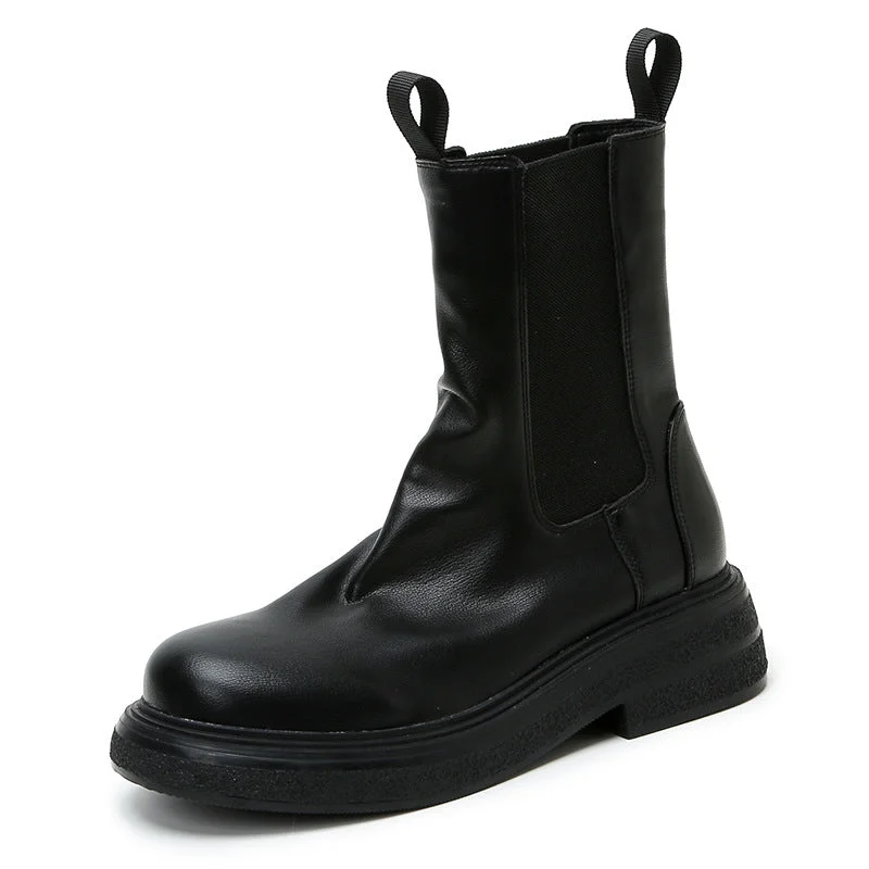 Fashion Classic Women's Platform Chelsea Boots Elastic Distressed Chunky Boots