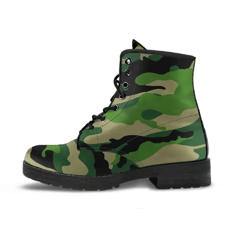 End Of The Year Green Camo - Vegan Leather Boots