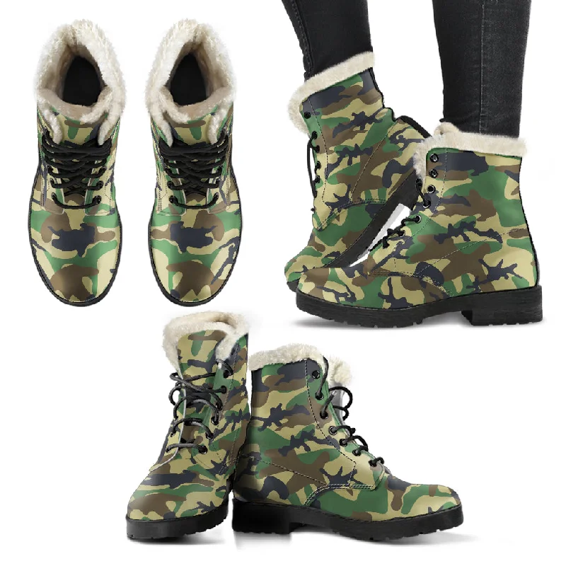 Exquisite Design Camo Vegan Fur Boots