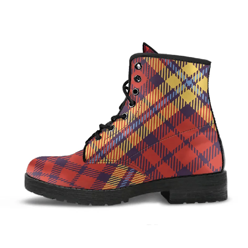 Integrated Design Plaid Vegan Leather Boots
