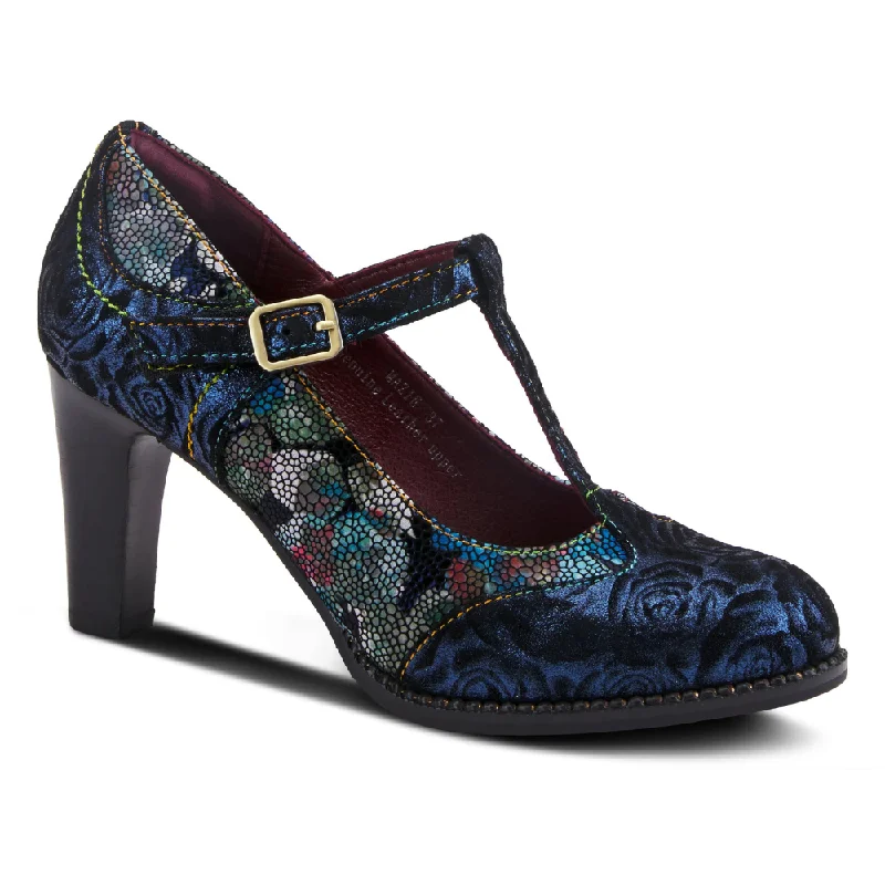 Comfortable Fashion L'Artiste By Spring Step Mazie Navy Multi Heel (Women's)