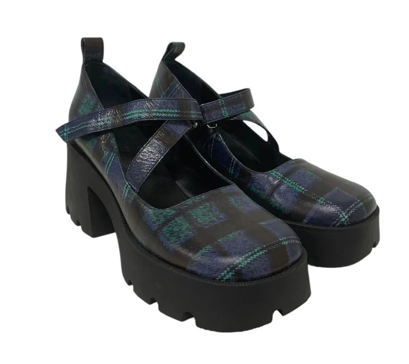 High-end Fashion Heaven By Marc Jacobs/Heels/EU 40/Plaid/Cotton/NVY/Chunky Heel/plaid wedge nodalet High-end Fashion Heaven By Marc Jacobs/Heels/EU 40/Plaid/Cotton/NVY/Chunky Heel/plaid wedge nodalet