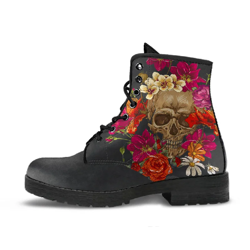 Basic Version Skull and Flowers - Vegan Boots