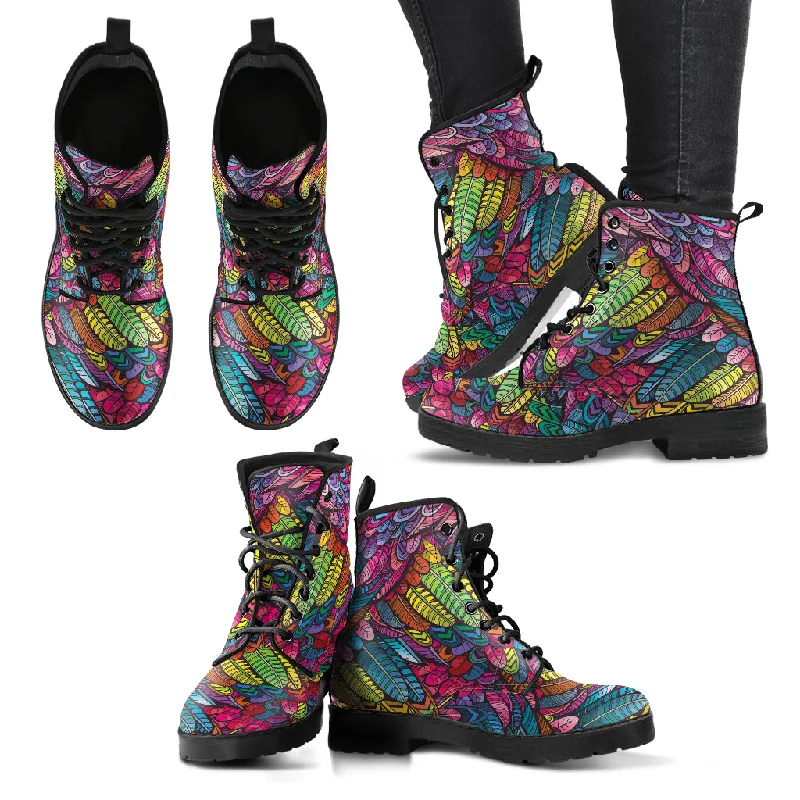 Sports Fashion Boho Feather Women's Leather Boots