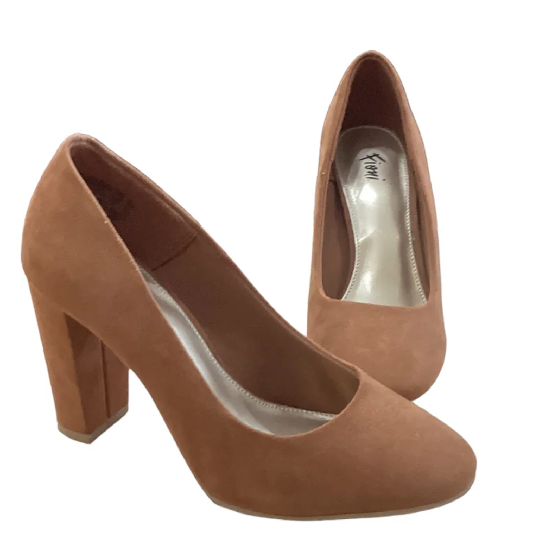 Quality Tailoring Brown Shoes Heels Block Fioni, Size 6