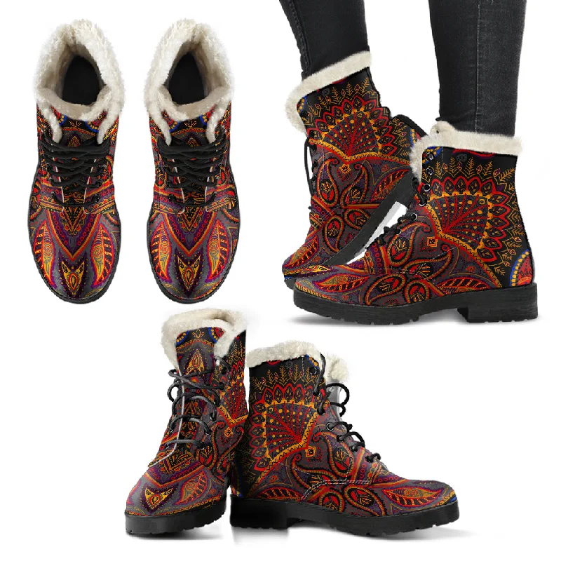 Classic Color Paisley Mandala Vegan Boots