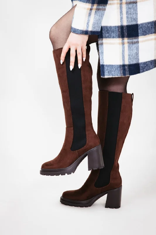Luxury Customization Soda Hyland Tall Lug Boots for Women in Brown  | HYLAND-S NEW LT BROWN