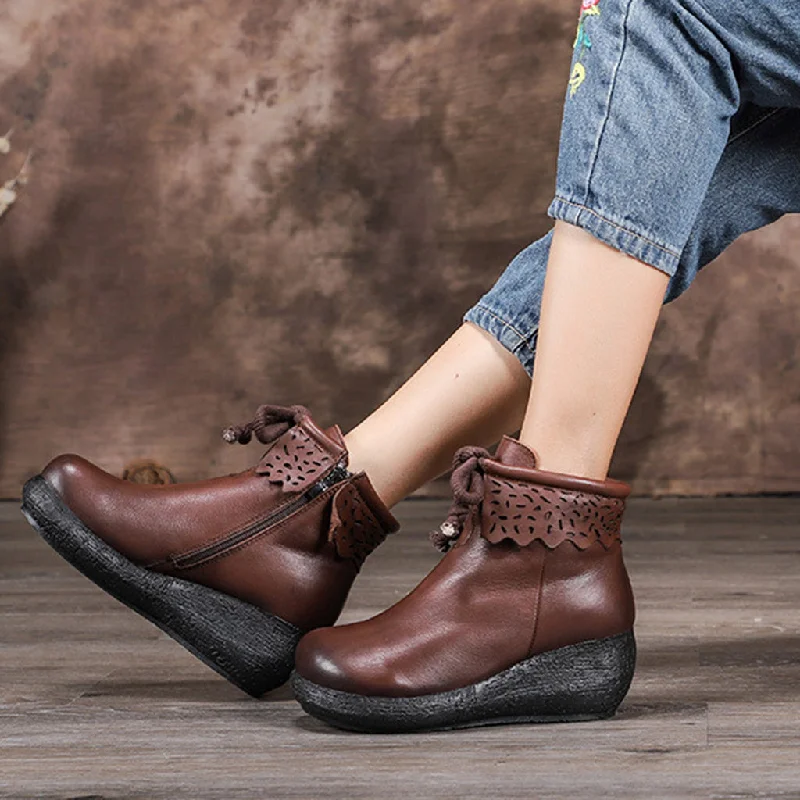 Modern Tailoring Autumn Winter Thick Leather Warm Comfortable Cotton Women's boots