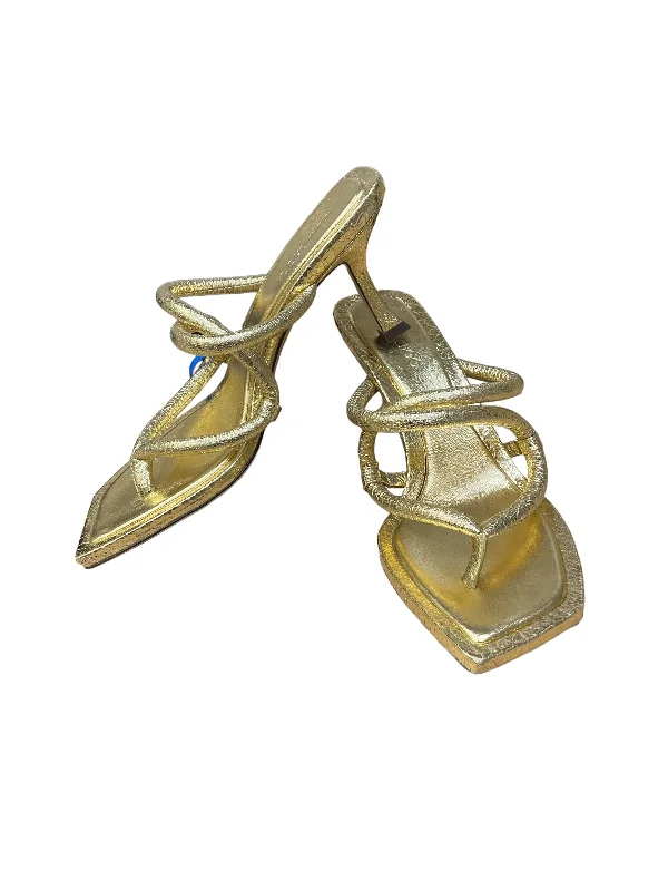 Goddess Style Gold Shoes Heels Block Jimmy Choo, Size 7