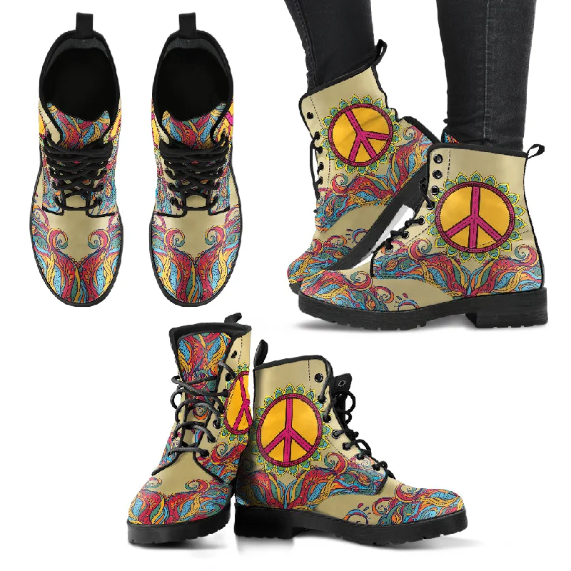 Unique Prints Handcrafted Hippie Peace Boots