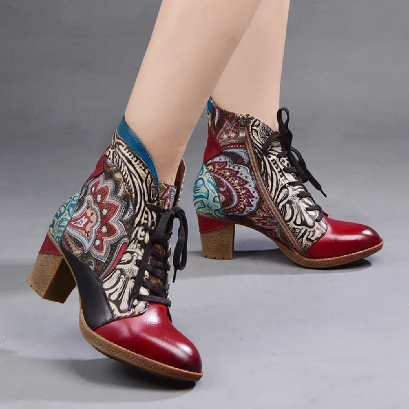 Creative Prints Autumn Winter Bohemian Ethnic Style Fashion Boots 36-42
