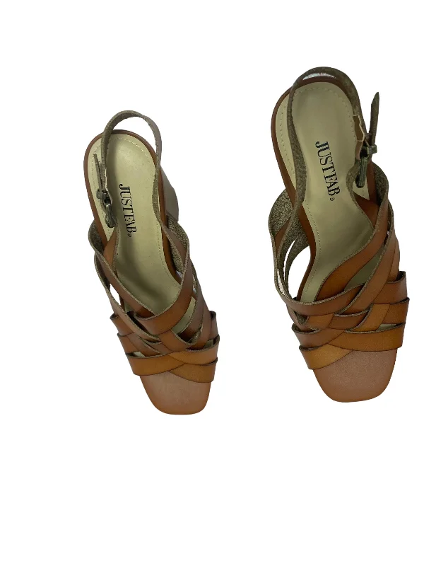 Exquisite Craftsmanship Brown Shoes Heels Block Justfab, Size 12