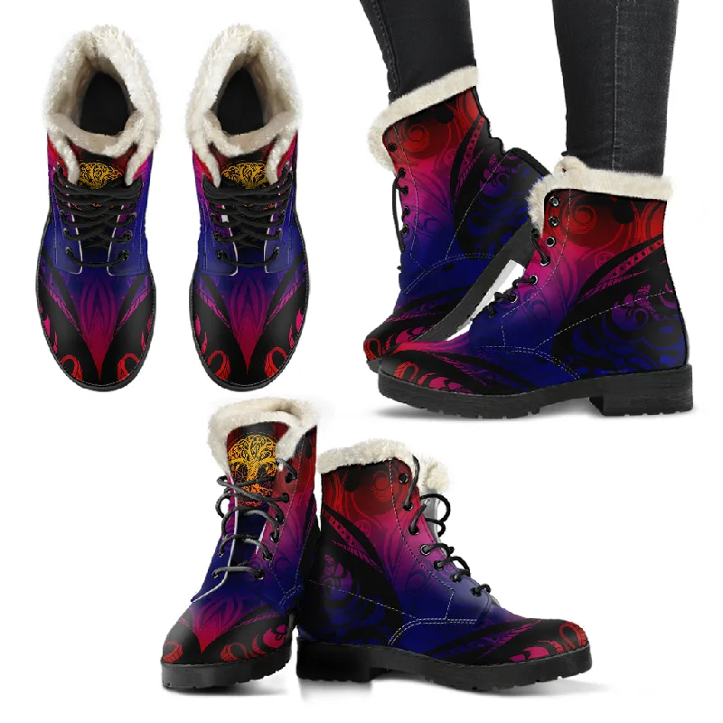 Fashion Pioneer Tree Of Life Faux Fur Boots