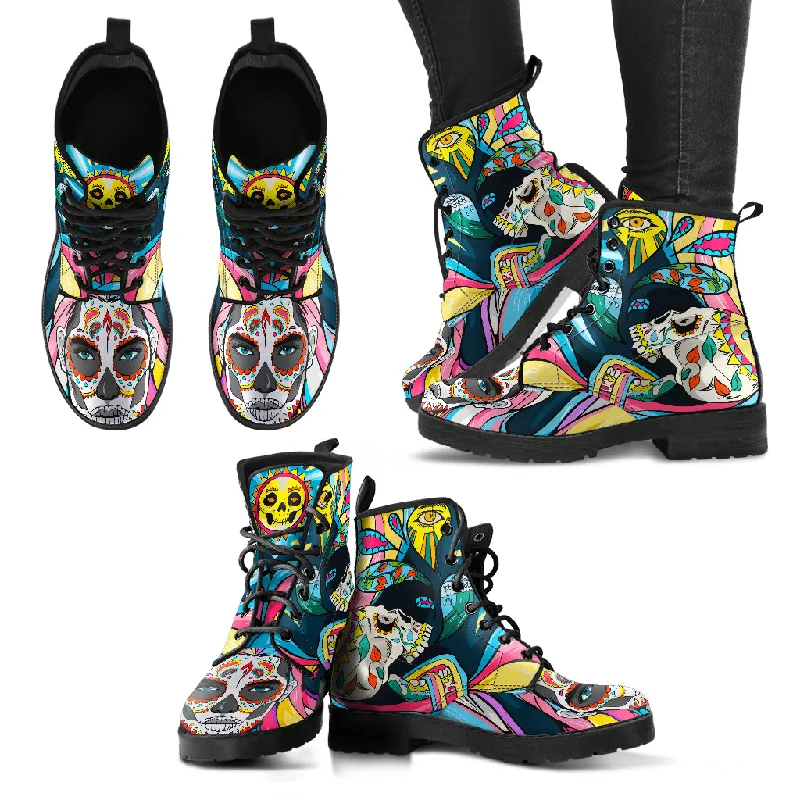 Luxury Classic SUN SUGAR SKULL BOOTS - FREE WORLDWIDE SHIPPING