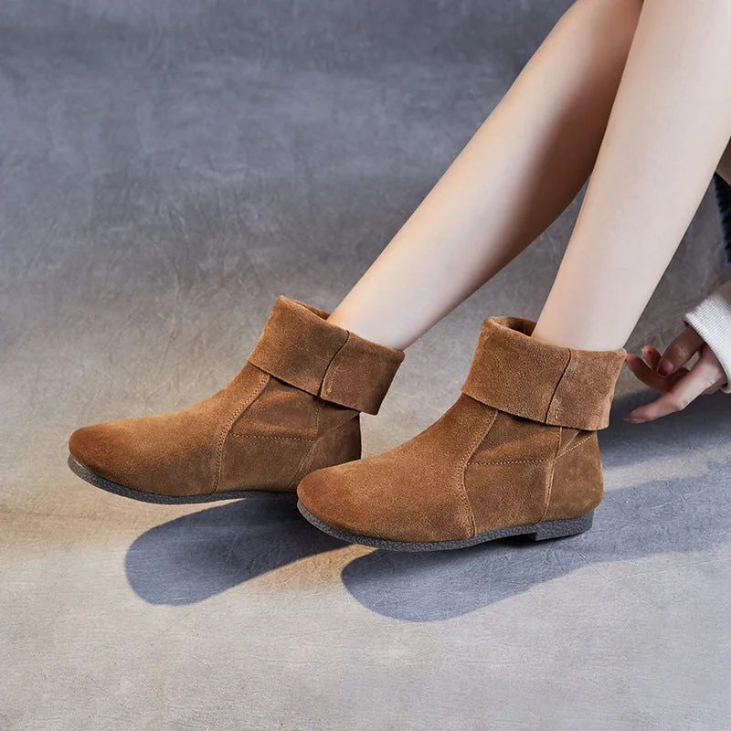 Fashion Must-have Womens Round Head Comfortable Suede Leather Boots