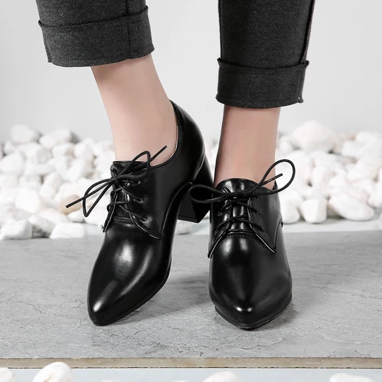 Sports Fashion Lace Up Women Pumps Jelly Shoes Chunky Heel 4589
