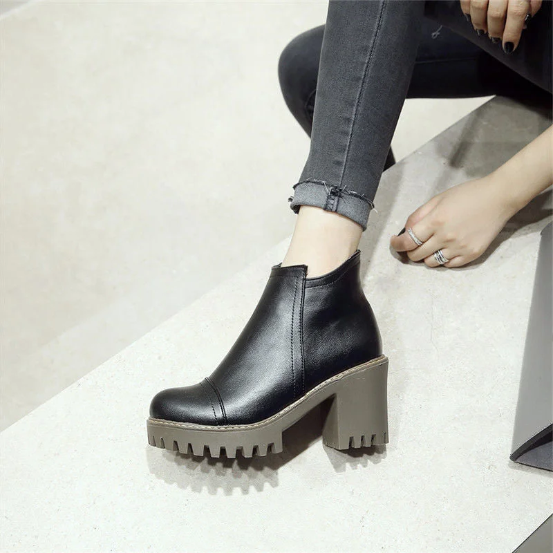 Fashion Expert Women Ankle Boots High Heels Lace Up Motorcycle Boots Platform Shoes Woman 2016 3575