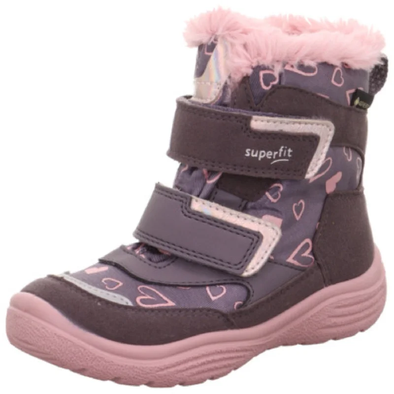 Personalized Wear Superfit Purple/Rose Crystal Girls' Slip-On Velcro Zip Boots