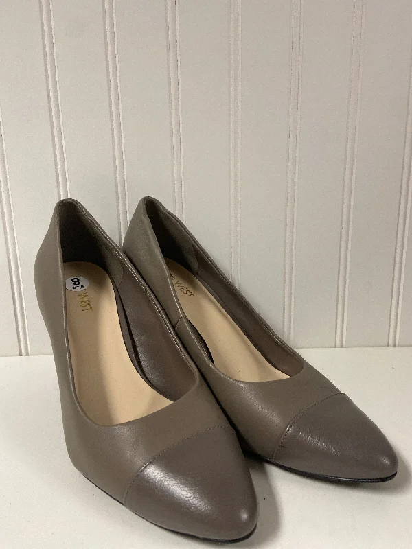 Economic Outlook Taupe Shoes Heels Block Nine West, Size 8