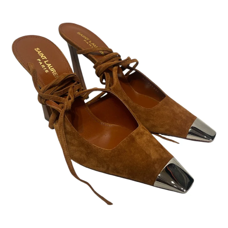 Classic Series SAINT LAURENT/Heels/ITL 39/Suede/CML/YSL Suede Heel