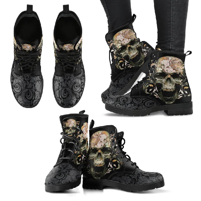 Floral Prints BROKEN SKULL BOOTS - FREE SHIPPING WORLDWIDE