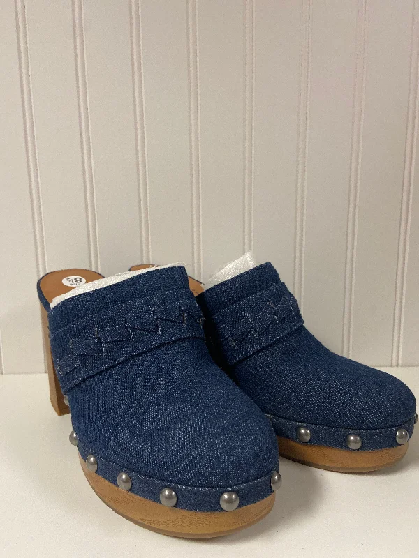 Classic Color Blue Denim Shoes Heels Block Lucky Brand, Size 8.5
