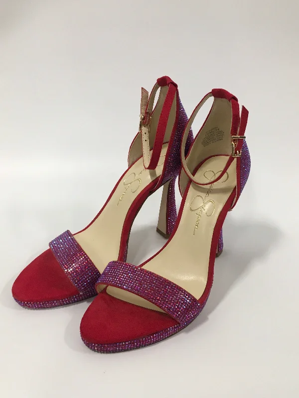 Comfortable Mind Red Shoes Heels Stiletto Jessica Simpson, Size 7.5
