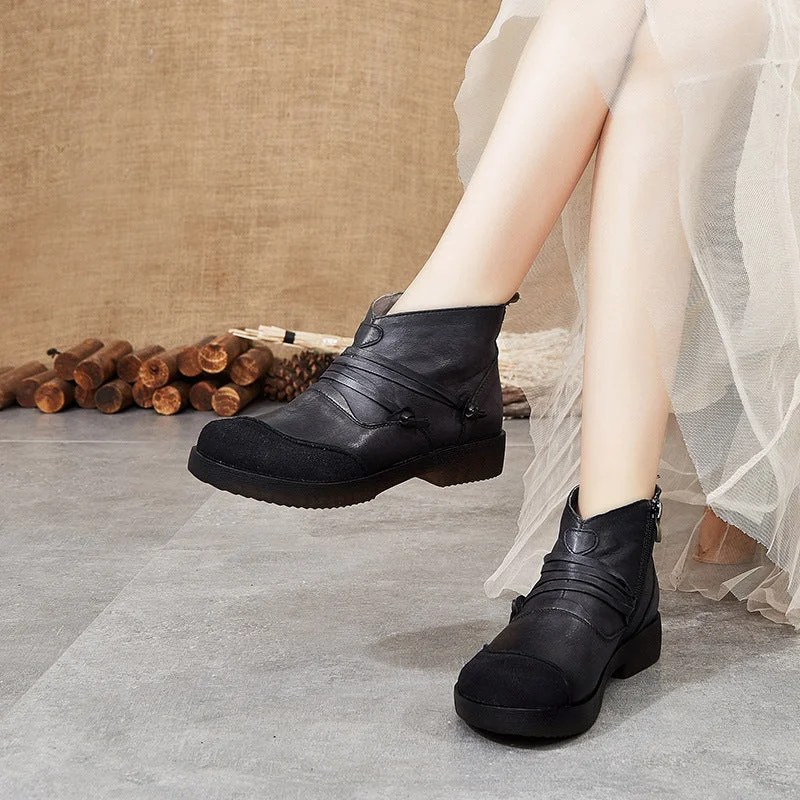 Floral Prints Autumn Winter Round Head Soft Bottom Handmade Retro Shoes