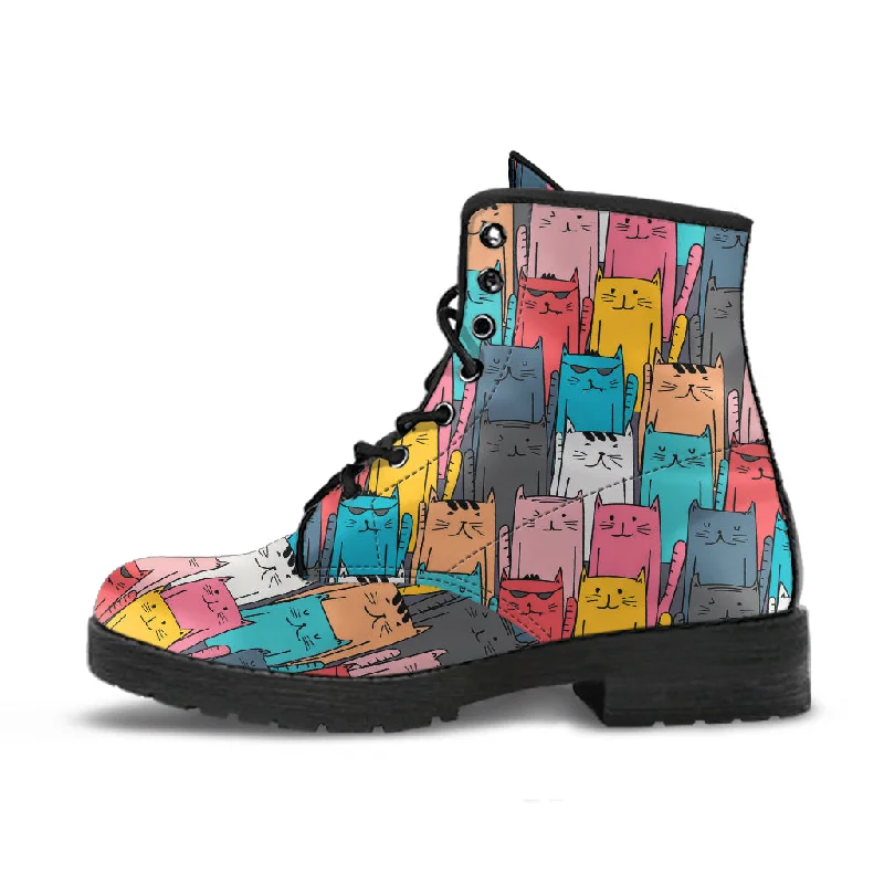 Celebrity Style Cool Kitty Cats - Vegan Leather Boots