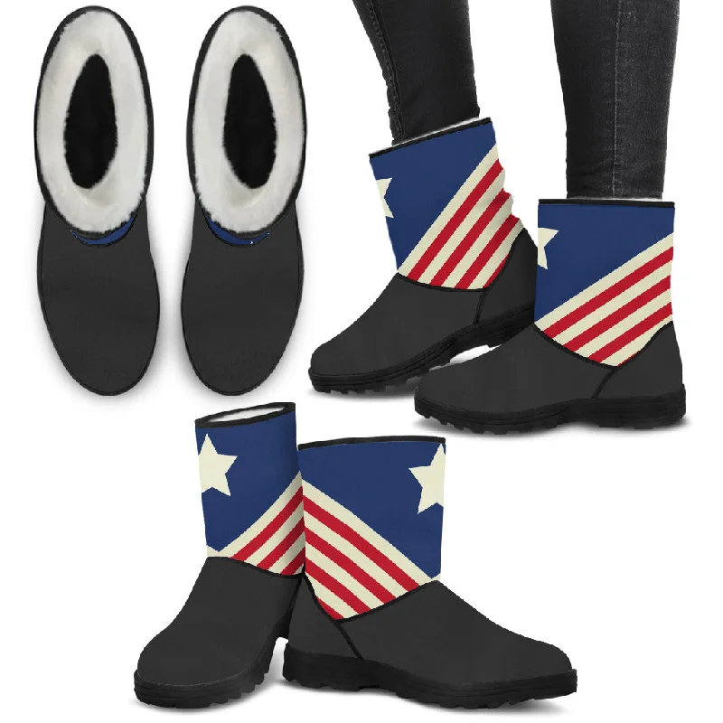 Bright Colors USA FLAG FUR BOOTS For Women - FREE SHIPPING WORLDWIDE