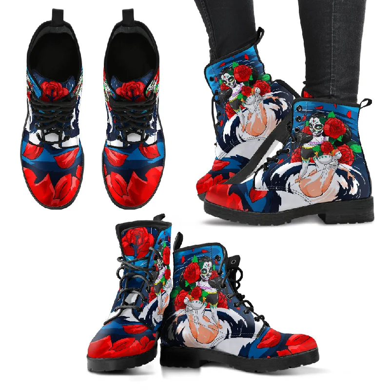 Fresh And Elegant SUGAR SKULL PINUP BOOTS - FREE SHIPPING WORLDWIDE