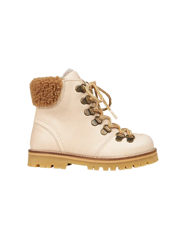 Exquisite Embroidery Shearling Winter Boot - Cream