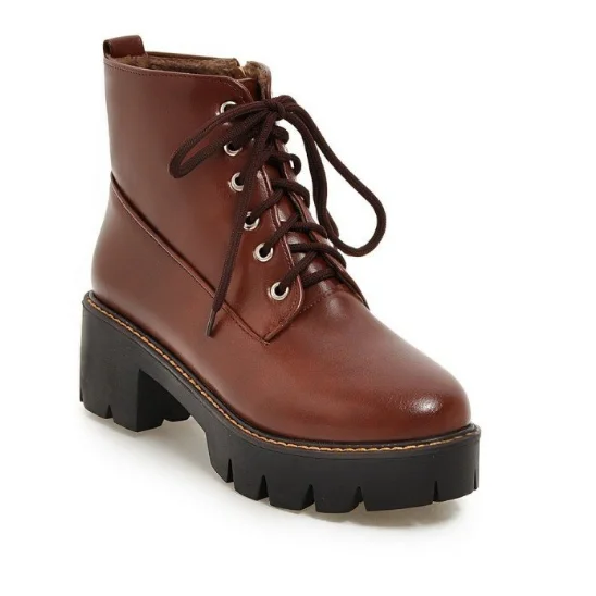 Fashion Wear Round Toe Lace Up Ankle Boots Women Shoes Fall|Winter