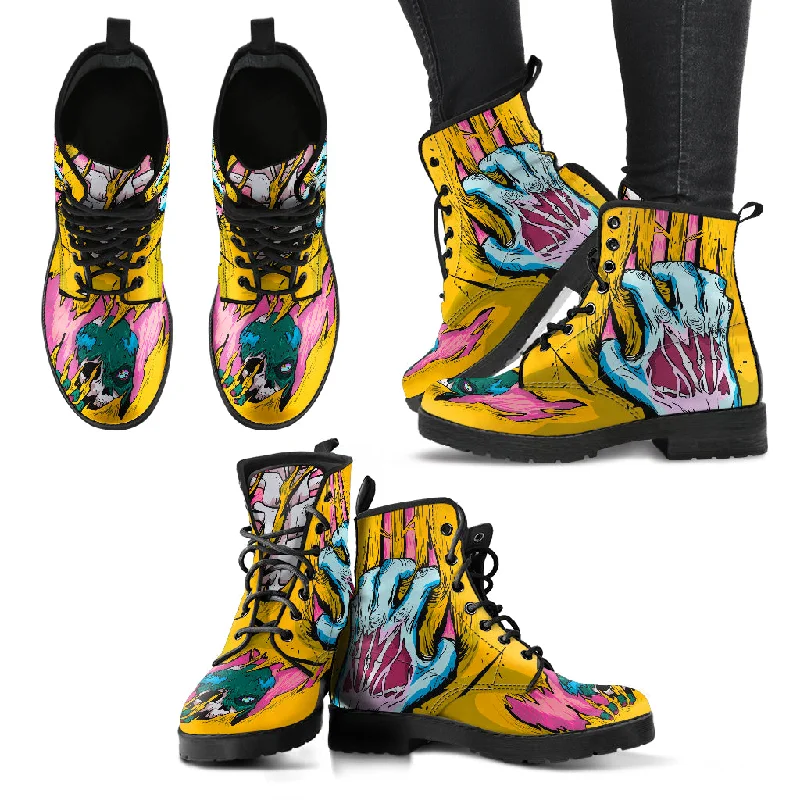 Fashionable In The Times Zombie Leather Boots - FREE SHIPPING WORLDWIDE