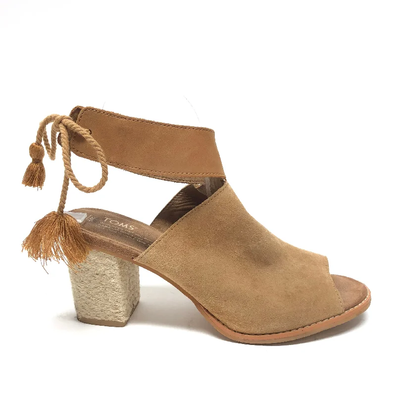 Elegant Design Tan Shoes Heels Block Toms, Size 9