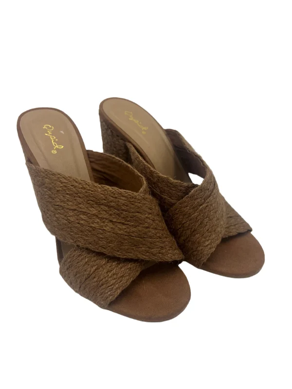 Cool Style Brown Sandals Heels by Qupid, Size 10