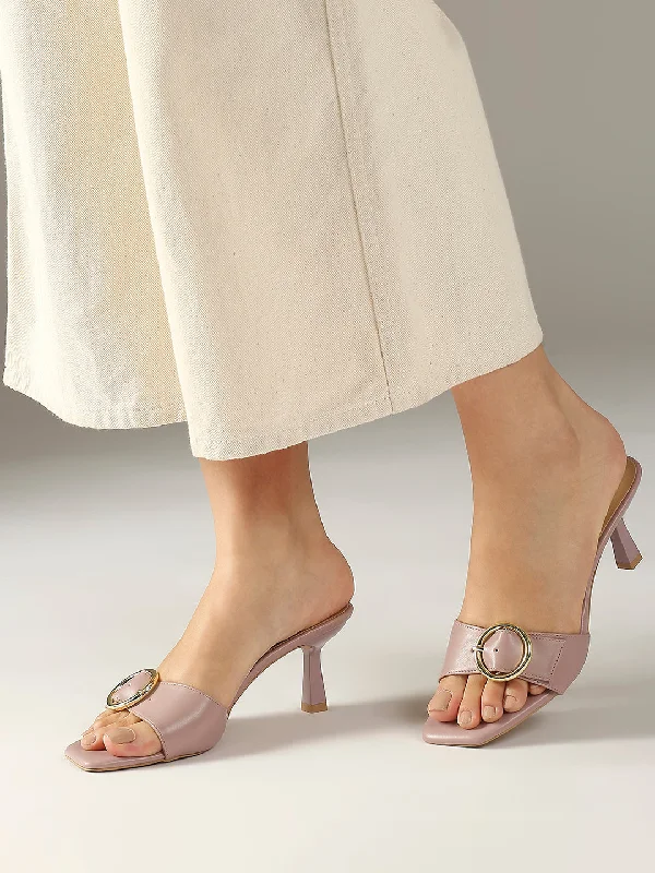 Fresh Wear Women Lilac Buckled Kitten Heel 