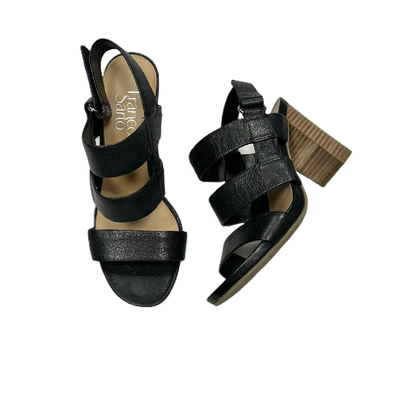 Celebrity Style Black Shoes Heels Block By Franco Sarto, Size: 6.5