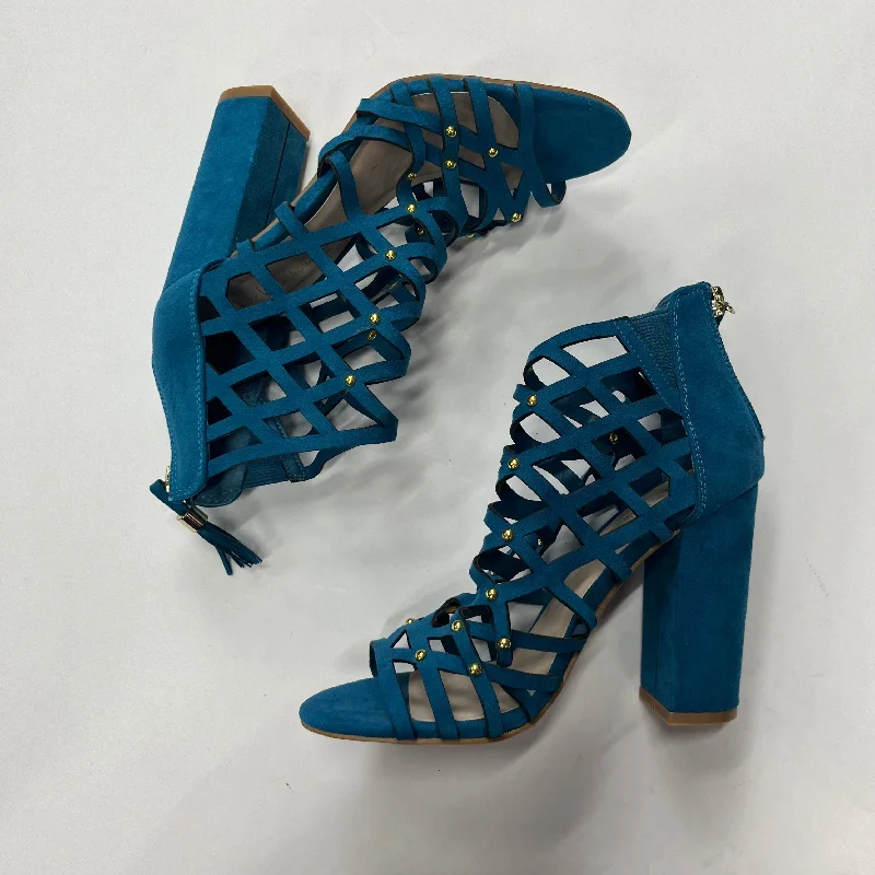 Classic Style Teal Shoes Heels Block Nicole By Nicole Miller, Size 6