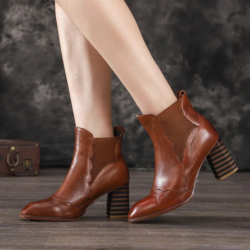 High-end Fashion Autumn Winter Thick High-Heeled Women Ankle Boots