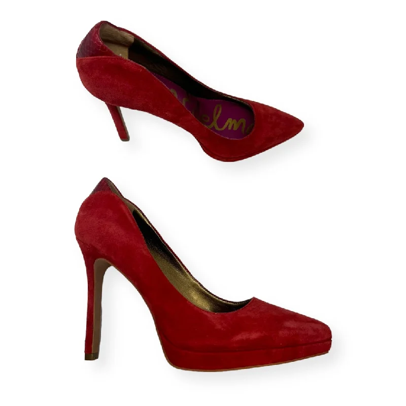 Refreshing Design Red Shoes Heels Stiletto Sam Edelman, Size 8