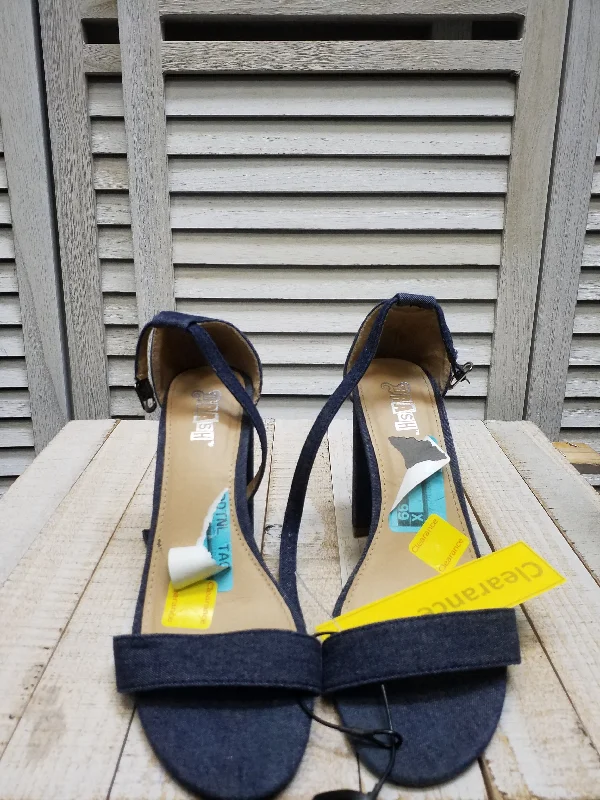 Sports Fashion Denim Shoes Heels Block Brash, Size 8.5