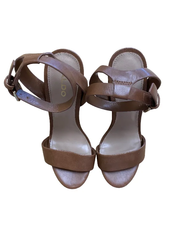 Goddess Outfit Brown Shoes Heels Block Aldo, Size 6